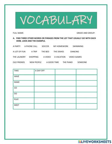 Vocabulary