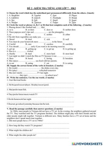 Đề 2 - Hk2 - Gr.7