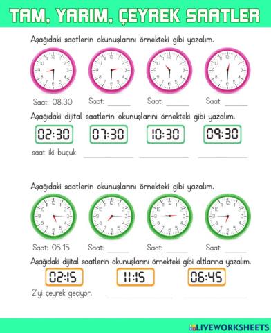 Tam-Yarım-Çeyrek Saatler