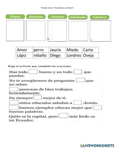 Sustantivos y Artículos