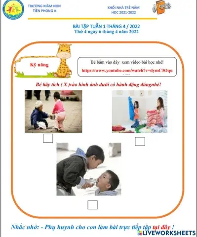 Bé hãy tích vào tất cả các đáp án đúng nhé