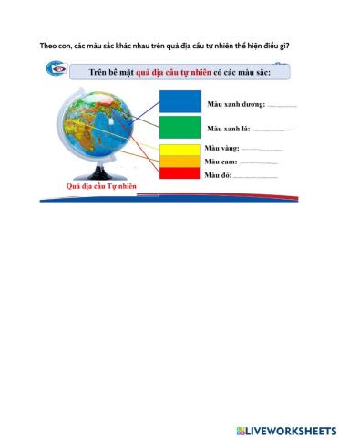 Màu sắc khác nhau trên quả địa cầu