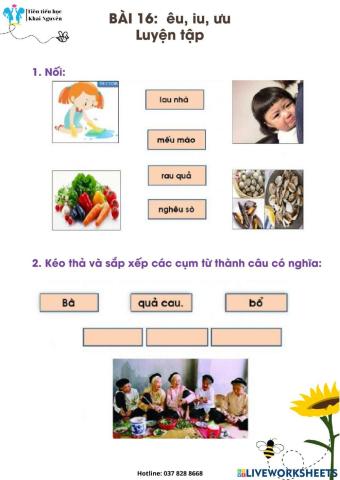 Bài 16 êu,iu,ưu-Luyện tập