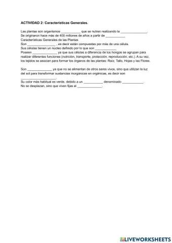 Características generales de las plantas