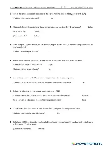 Problemas del sistema métrico decimal