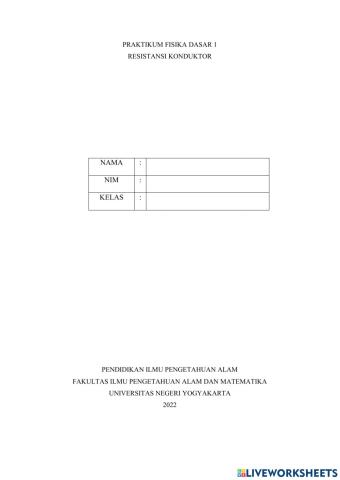 Lembar Kerja Praktikum Resistensi Konduktor