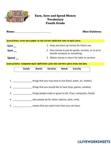 Earn, Save and Spend Money