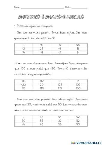 Enigmes senars-parells