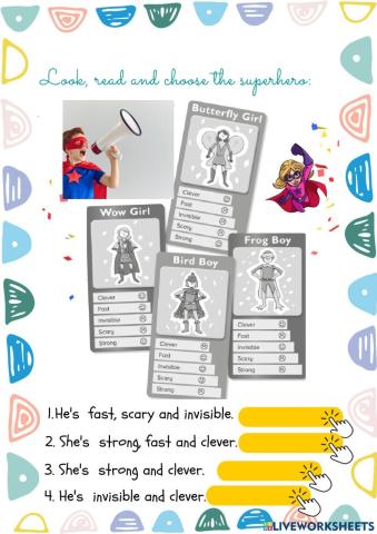 To be + adjective (Superheroes)