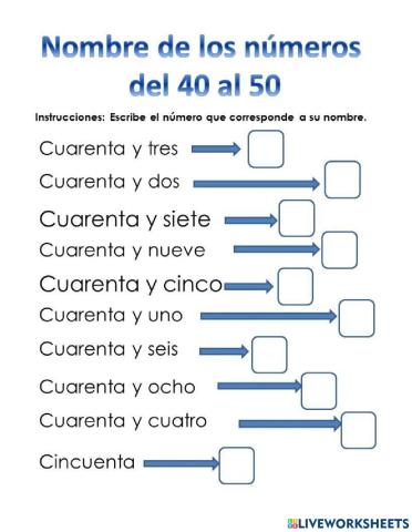 Números del 30 al 40