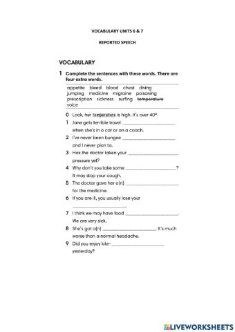 UNIT 6 & 7 vocabulary Ruth