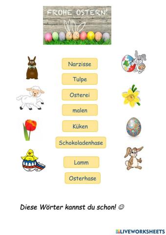 Ostern - wort-bild zuordnung