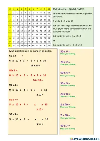 CHILL5 Multiplication Multiplying by Multiples of 10 Set2