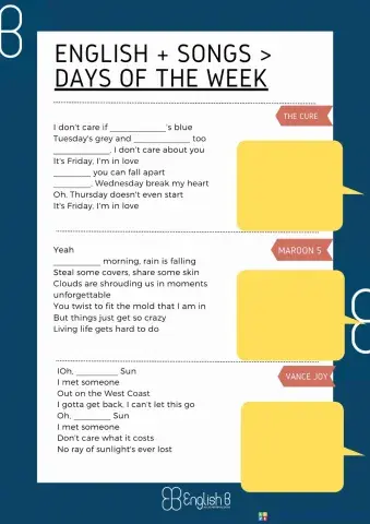 Songs - Days of the week