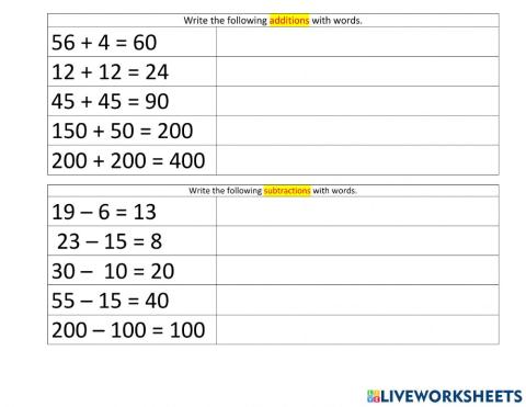 Additions and Subtractions