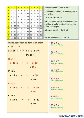 CHILL5 Multiplication Multiplying by Multiples of 10 Set 3