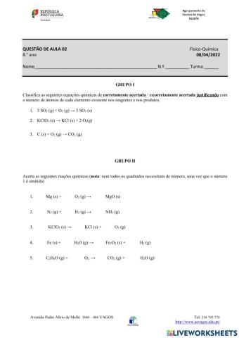 Acerto de equações químicas