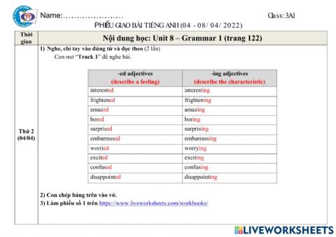 NIK3 Unit 8 Grammar 1 + Vocab 2