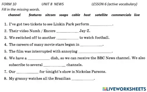 News active vocabulary U8 L6