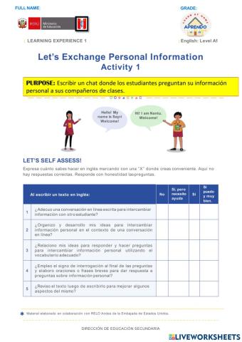 Let-s Change personal information - Activity 1