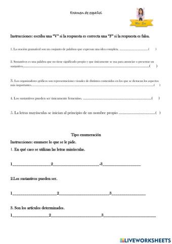 Examen de español