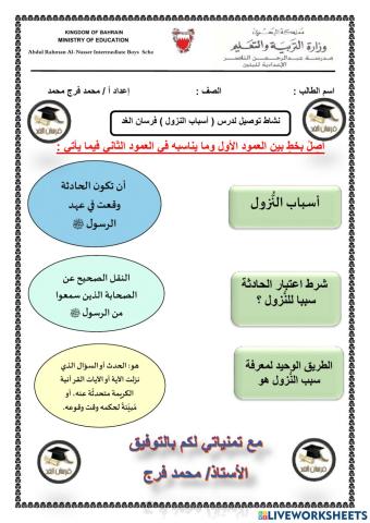 نشاط توصيل لدرس ( أسباب النزول )