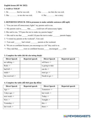 Group 8A - Reported speech