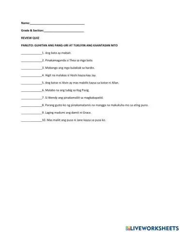 Kaantasan Ng Pang-uri