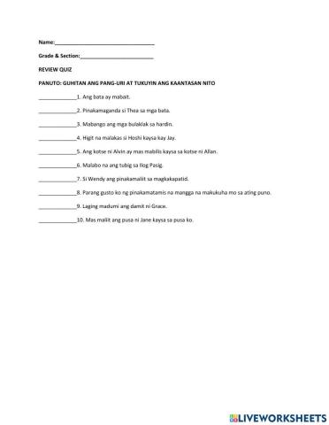 Kaantasan Ng Pang-uri