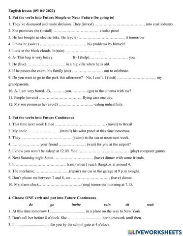 Group 7AB - Future Continuous