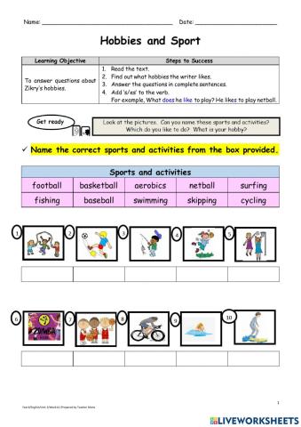 Day 2 - Hobbies and Sport