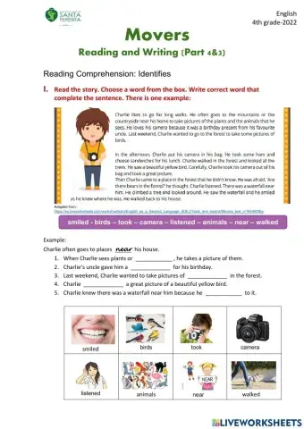 Movers: Reading and writing: part 4 & 3