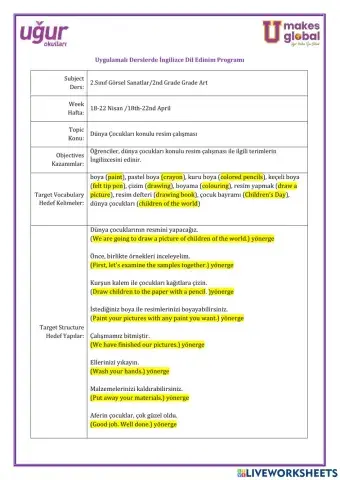 Görsel Sanatlar-2.Sınıf-18-22 Nisan