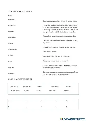 Vocabulario tema 9