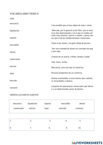 Vocabulario tema 9