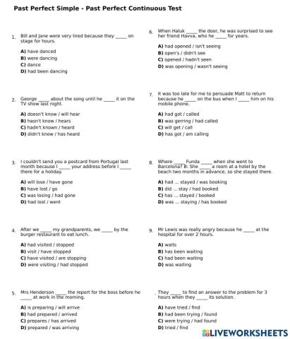 Past Perfect Simple and Continuous