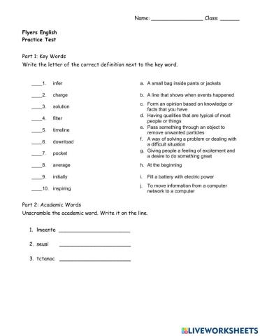 Flyers English- Practice Final Test