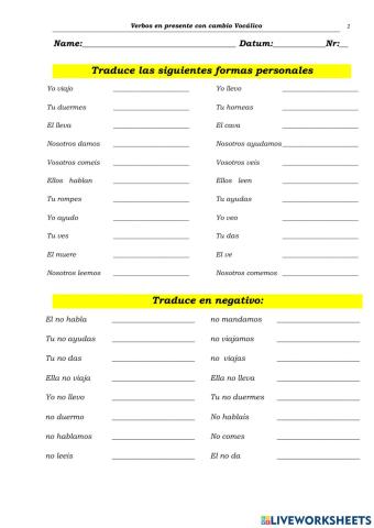 Verbos con cambio vocalico