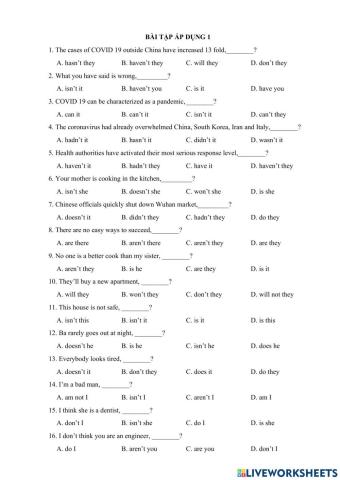 Tag question 10a9, 10a1