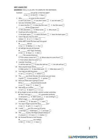 Auxiliaries, personality adjectives and vocabulary