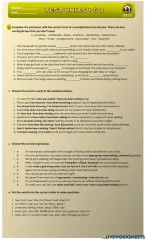 Test Units 1 & 2 - Upper intermediate