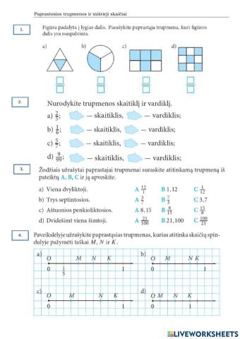 Paprastosios trupmenos ir mišrieji skaičiai SD