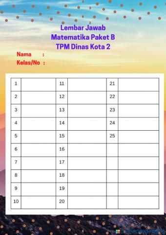 Lembar jawab TPM dinas 2 paket B