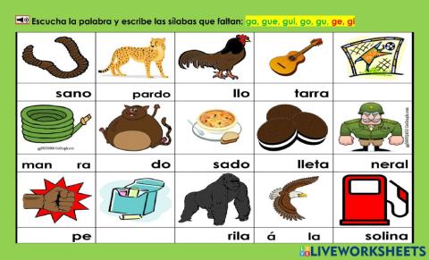 Gg-Todas-1: Escribela sílaba que falta.