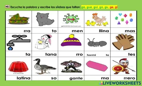 Gg-Todas-2: Escribela sílaba que falta.