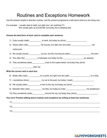 Routines and Exceptions Homework