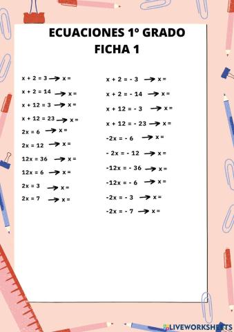 Ecuaciones primer grado