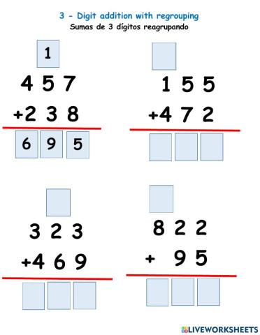 3-Digit additions with regrouping