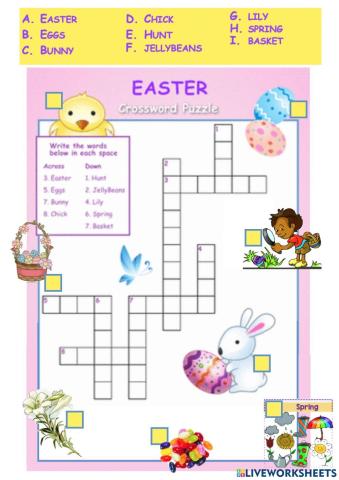 Easy easter crossword