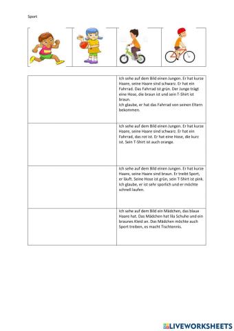 Sport - Bildbeschreibung - Fragen